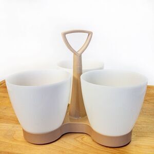 VTG Tupperware 3-Cup Condiment Caddy (757) in Almond
